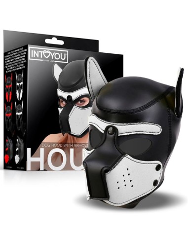 Hound Mascara de Perro Neopreno Hocido Extraible Negro Blanco Talla Unica