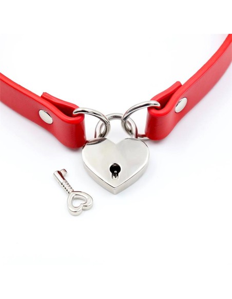Collar con Candado de Corazon Cuero Vegano Talla Unica