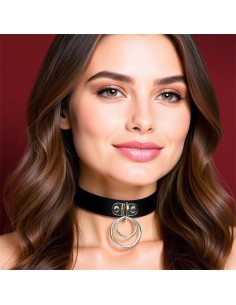 Collar con Doble Aro Cuero Vegano Talla Unica