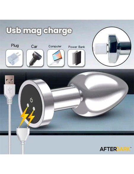 Dimpor Plug Anal Cromado con Vibracion USB Magnetico Talla S