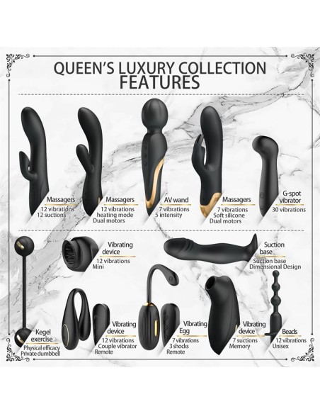 Luxury Set Queens 12 Juguetes Negro y Oro 18k