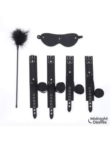 Set Bondage con Esposas Antifaz y Pluma Estimuladora