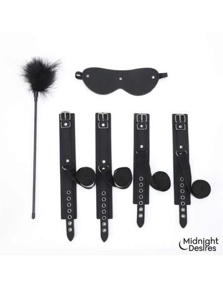 Set Bondage con Esposas Antifaz y Pluma Estimuladora