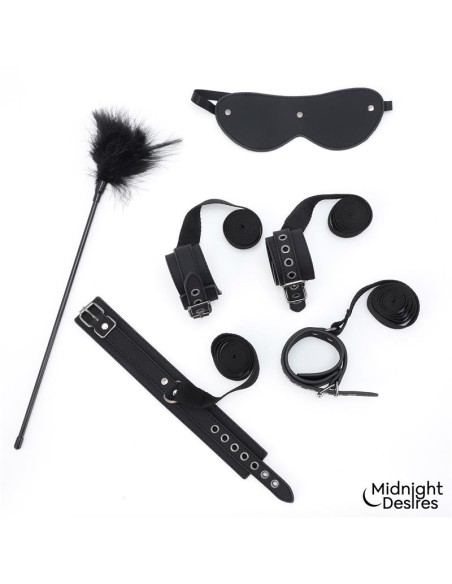 Set Bondage con Esposas Antifaz y Pluma Estimuladora
