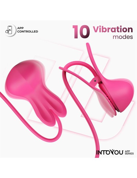 Tickly Pinzas para Pezones con Vibracion Control y Collar con APP
