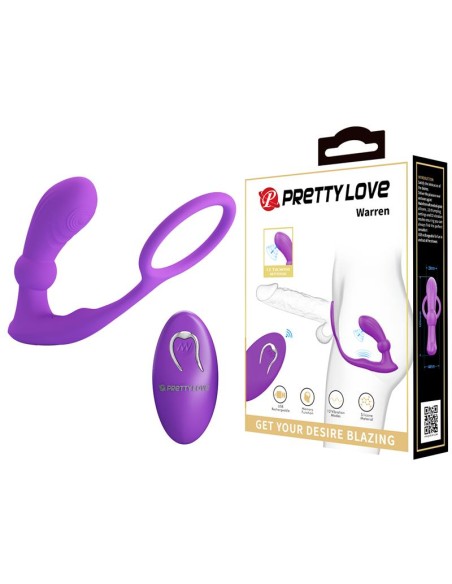 Warren Plug Anal y Anillo para el Pene con Vibracion y Pulsacion a Control Remoto
