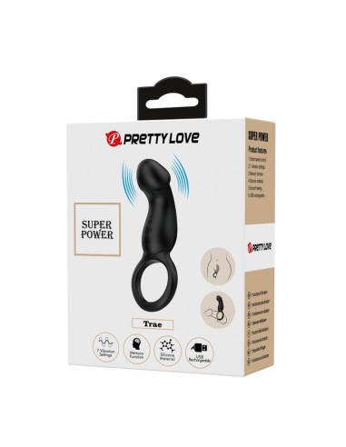 Trae Anillo Vibrador Silicona USB Negro