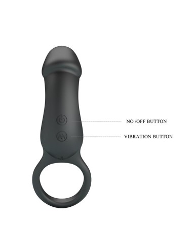 Trae Anillo Vibrador Silicona USB Negro