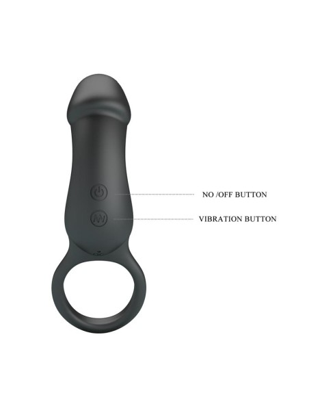 Trae Anillo Vibrador Silicona USB Negro