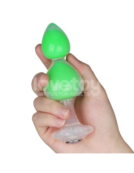 Gemoria Plug Anal Silicona Bola Interna Acero Brilla en la Oscuridad