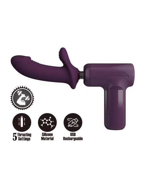 Dj Scholar Pistola de Masaje con Dildo Funcion Empuje Purpura