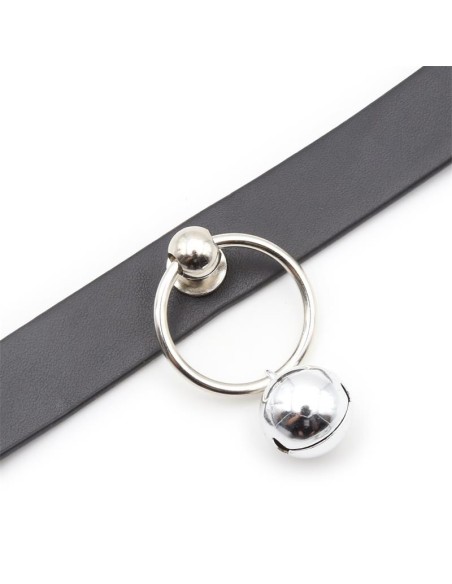 Collar con Aro y Cascabel Negro