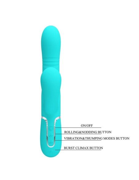 Mariana Vibrador 4 en 1 Silicona Turquesa