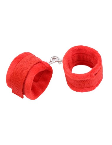 Esposas de Tela con Velcro para Munecas con Pelo Largo Rojo