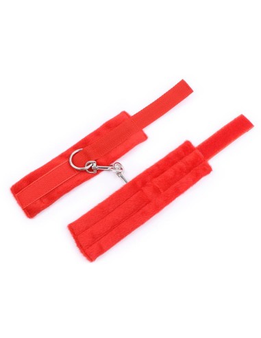 Esposas de Tela con Velcro para Munecas con Pelo Largo Rojo
