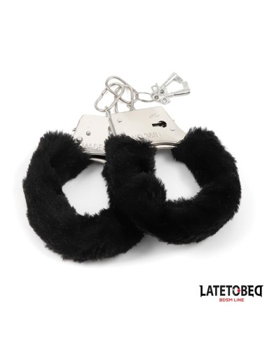 Esposas de Metal Furry con Pelo Negro