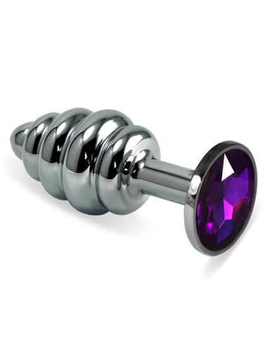 Plug Anal en Espiral Rosebud con Joya Purpura