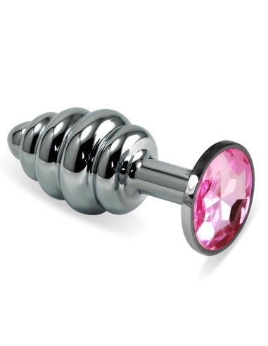 Plug Anal en Espiral Rosebud con Joya Rosa