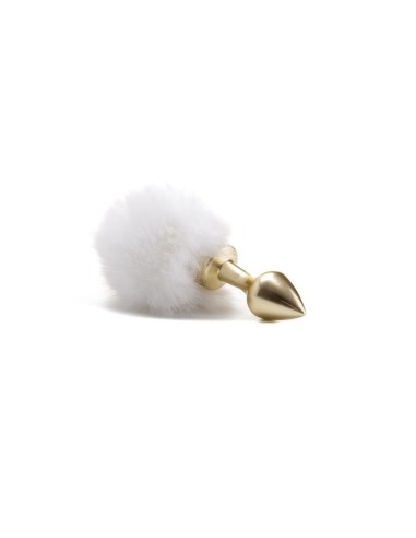 Plug Anal Dorado con Pompon Blanco