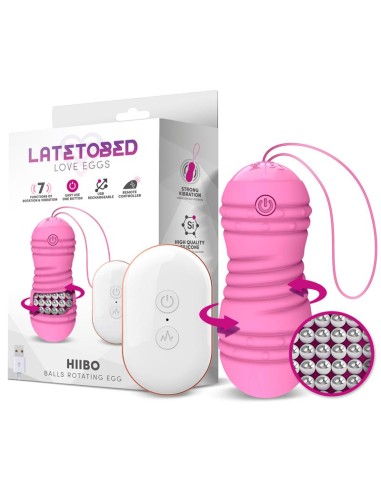 Hiibo Huevo Vibrador con Rotacion Control Remoto USB Silicona Rosa