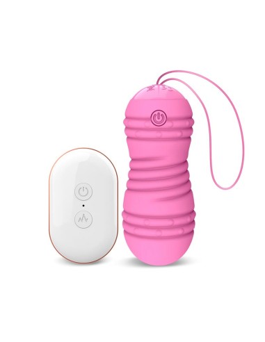 Hiibo Huevo Vibrador con Rotacion Control Remoto USB Silicona Rosa