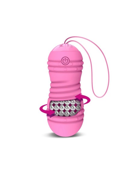 Hiibo Huevo Vibrador con Rotacion Control Remoto USB Silicona Rosa