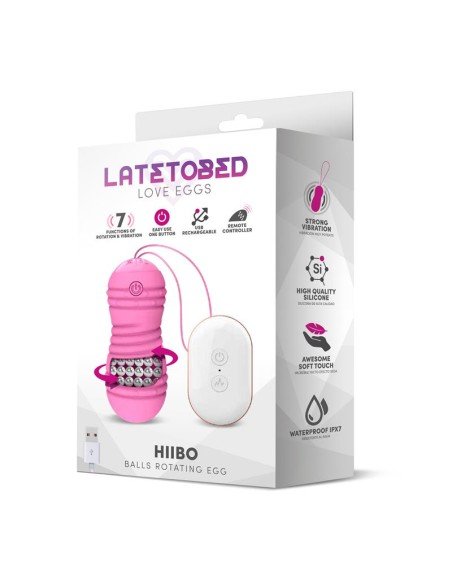 Hiibo Huevo Vibrador con Rotacion Control Remoto USB Silicona Rosa